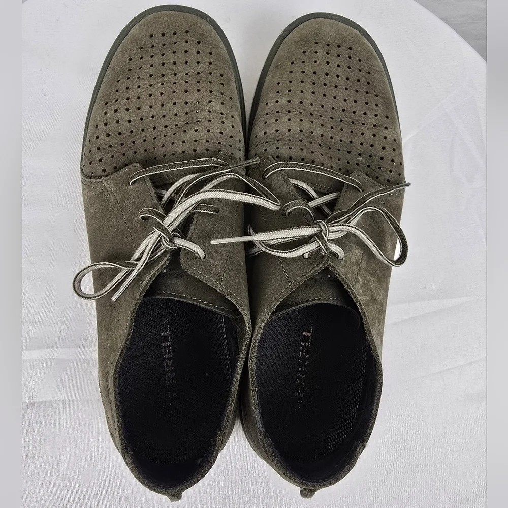 Merrell Men's Olive Green Downtown Lace Suede Performance Shoe Sz 9